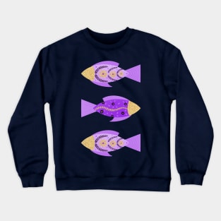 Purple and gold floral fishes Crewneck Sweatshirt